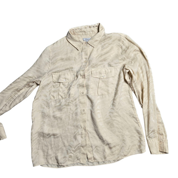 Rails Kate White Tiger Button Up Silk Blouse Size: S - Picture 2 of 7